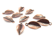 20 Copper Leaf Charm Antique Copper Charm Antique Copper Plated Metal (18x8mm) G11864