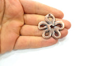 2 Copper Flower Pendant Antique Copper Pendant Antique Copper Plated Metal ( 42 mm ) G11868