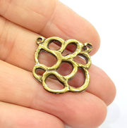 4 Antique Bronze Connector Charm Antique Bronze Plated Metal  (25x23mm) G11876