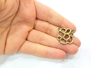 4 Antique Bronze Connector Charm Antique Bronze Plated Metal  (25x23mm) G11876
