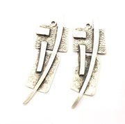 2 Silver Charms Antique Silver Plated Charms (66x22mm) G9968