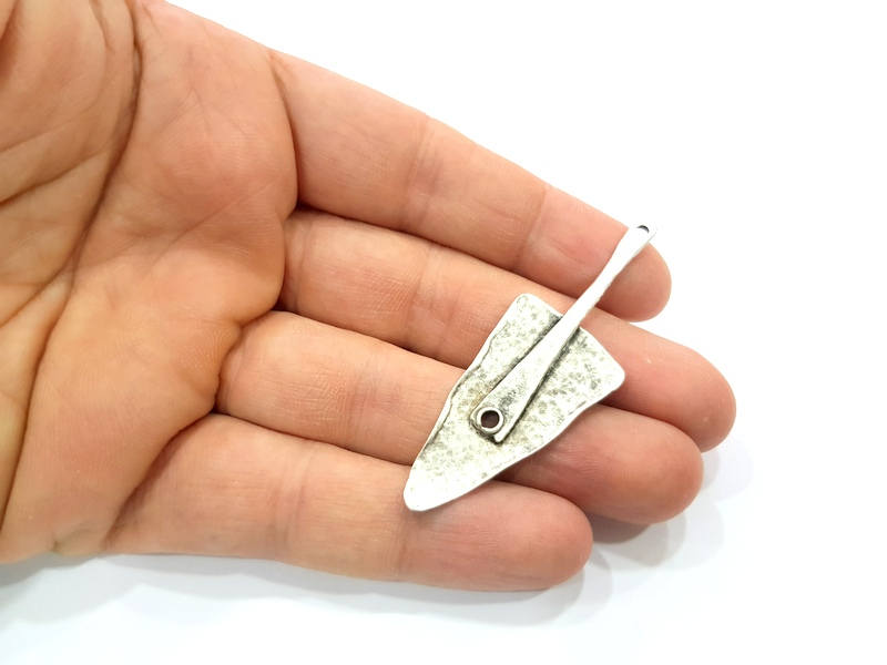 2 Silver Charms Antique Silver Plated Charms (62x21mm) G12798