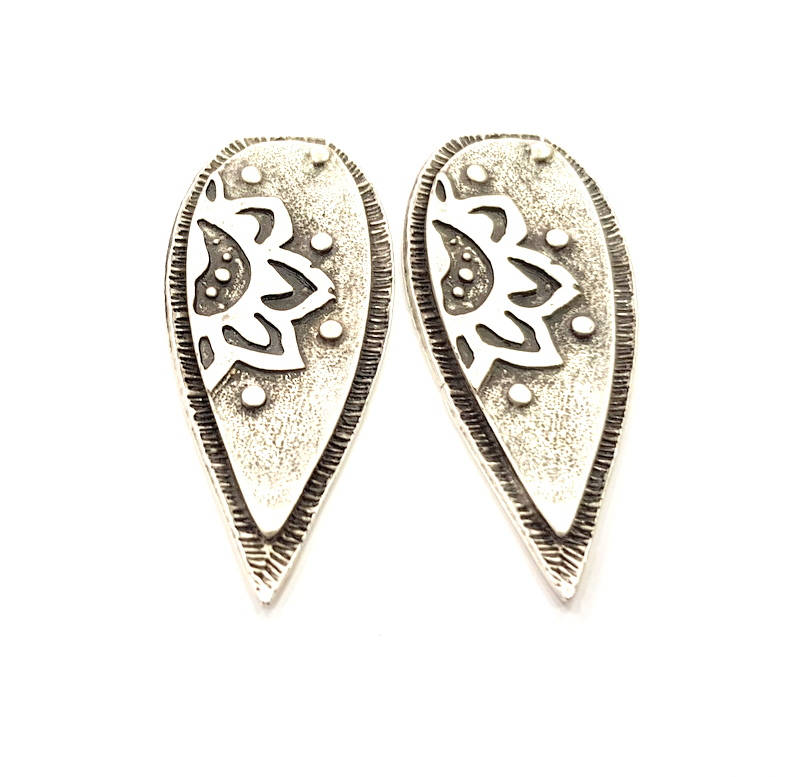 2 Silver Charms Antique Silver Plated Charms (60x25mm) G11919