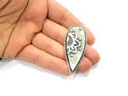 2 Silver Charms Antique Silver Plated Charms (60x25mm) G11919