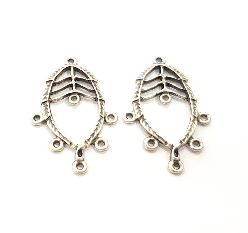 6 Silver Charms Antique Silver Plated Charms (40x26mm) G14994