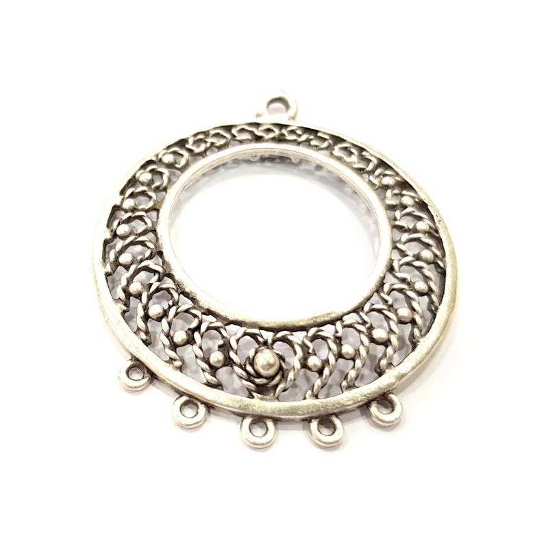 2 Silver Charms Antique Silver Plated Charms (40mm) G9978