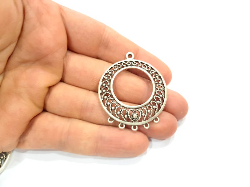 2 Silver Charms Antique Silver Plated Charms (40mm) G9978