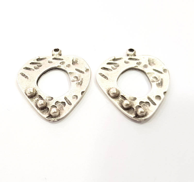 4 Silver Charms Antique Silver Plated Charms (29x24mm) G10301