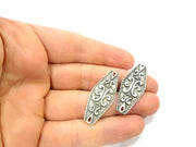 4 Silver Charms Antique Silver Plated Charms (38x15mm) G9983