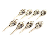 4 Bird Head Skull Charm Antique Silver Plated Charms (40x12mm) G13617