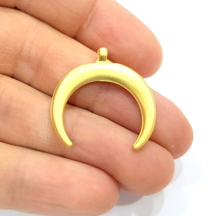 Crescent Charm Gold Moon Charm Gold Plated Charms  (28mm)  G9987