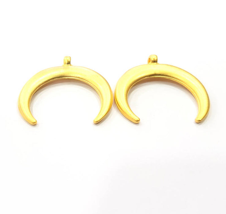 Crescent Charm Gold Moon Charm Gold Plated Charms  (28mm)  G9987