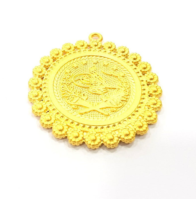 Gold Ottoman Coin Gold Plated Charms  (42mm)  G9991