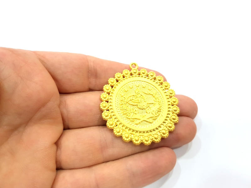 Gold Ottoman Coin Gold Plated Charms  (42mm)  G9991