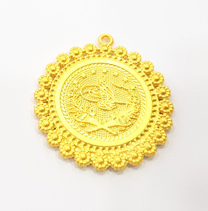 Gold Ottoman Coin Gold Plated Charms  (42mm)  G9991