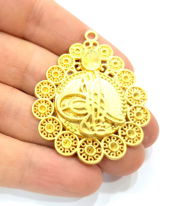 Gold Ottoman Signature Pendant Gold Plated Charms  (51x43mm)  G9992