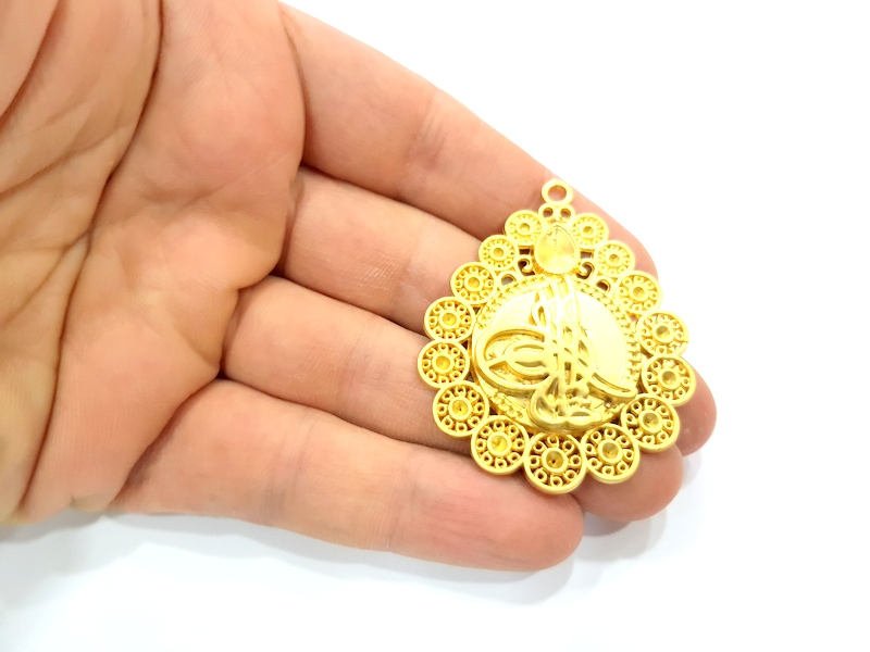 Gold Ottoman Signature Pendant Gold Plated Charms  (51x43mm)  G9992