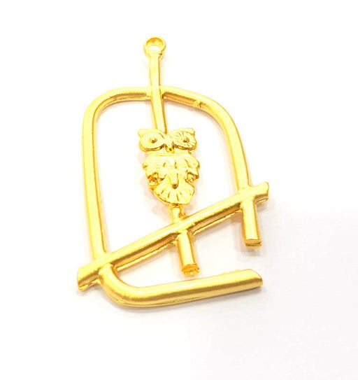 Owl Charm Gold Bird Charm Gold Plated Charms  (52x32mm)  G10004