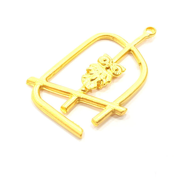 Owl Charm Gold Bird Charm Gold Plated Charms  (52x32mm)  G10004