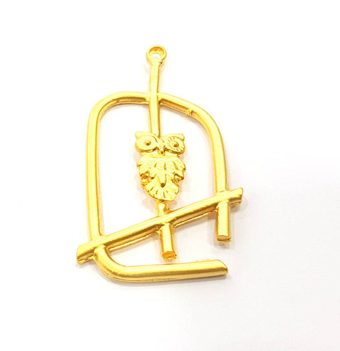 Owl Charm Gold Bird Charm Gold Plated Charms  (52x32mm)  G10004