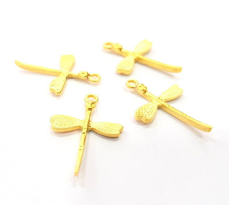 10 Dragonfly Charm Gold Charm Gold Plated Charms  (26x18mm)  G10005