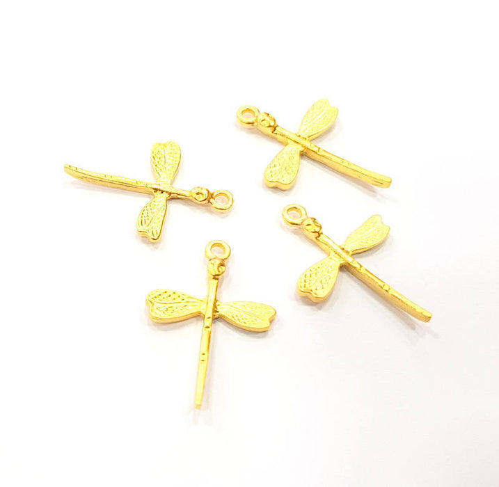 10 Dragonfly Charm Gold Charm Gold Plated Charms  (26x18mm)  G10005