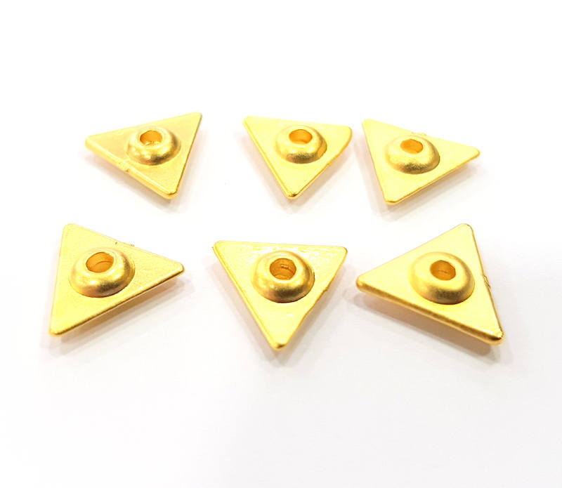 6 Triangle Charm Gold Plated Charms  (10mm)  G10008