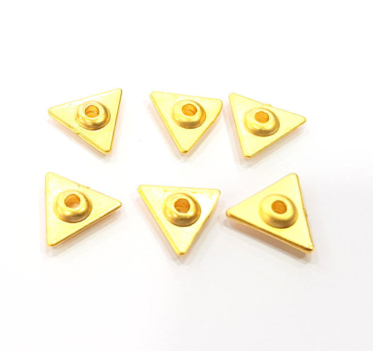 6 Triangle Charm Gold Plated Charms  (10mm)  G10008