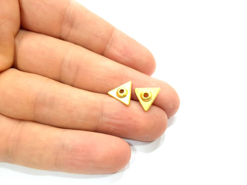 6 Triangle Charm Gold Plated Charms  (10mm)  G10008