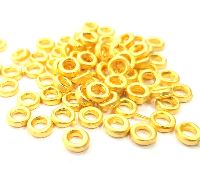 25 Gold Spacer Gold Plated Metal Beads  (6 mm)  G10009