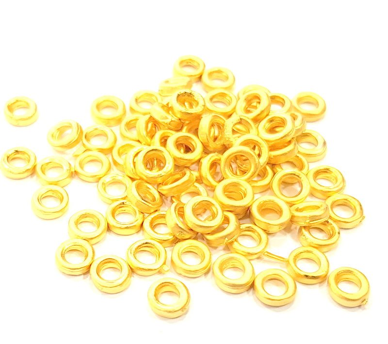 25 Gold Spacer Gold Plated Metal Beads  (6 mm)  G10009
