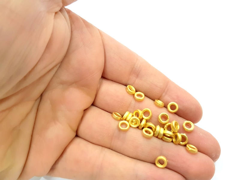 Gold Plated Brass closed Seamless Spacer Ring Charms ,7x2mm (hole 5mm 4  gauge), spacer bead bab5Ri66 1595