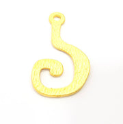 2 Gold Hook Pendant Charm Gold Plated Charms  (53x31mm)  G10013