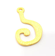 2 Gold Hook Pendant Charm Gold Plated Charms  (53x31mm)  G10013
