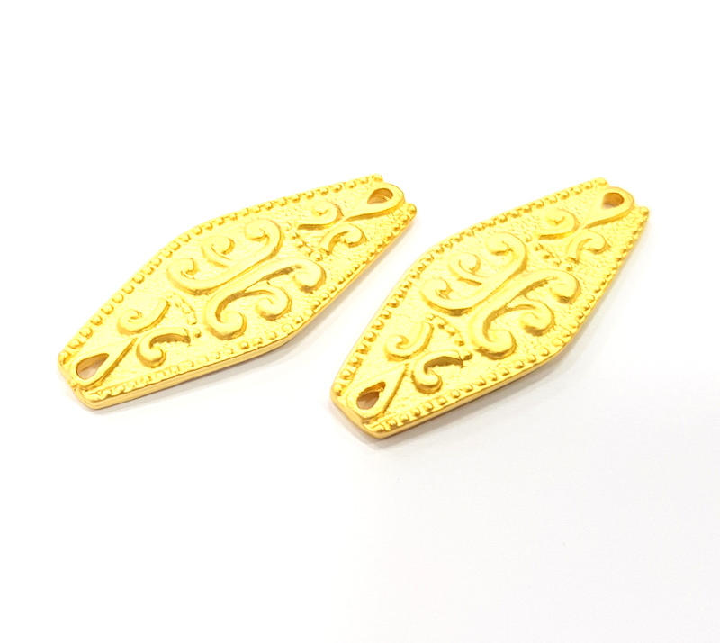 2 Gold Charm Gold Plated Charms  (38x15mm)  G10021
