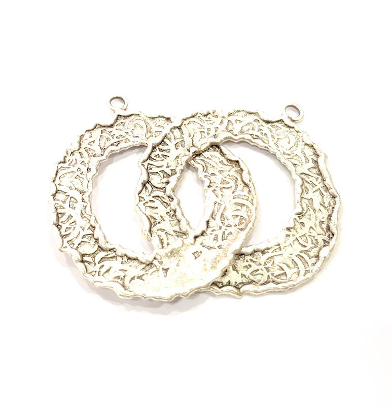 Silver Plated Connector Antique Silver Plated Brass Charms (55x35mm)  G10030