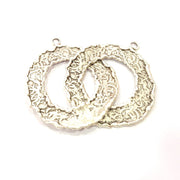 Silver Plated Connector Antique Silver Plated Brass Charms (55x35mm)  G10030