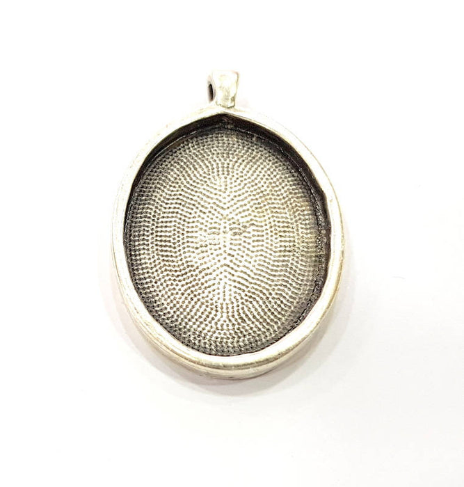 Silver Pendant Blank Bezel Base Setting inlay Blank Necklace Blank Resin Blank Mountings Antique Silver Plated  (38x28mm blank )  G13922