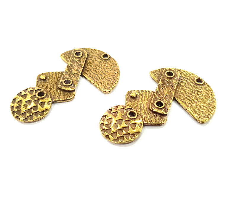 2 Antique Bronze Plated Chrams (52x32mm) G10058