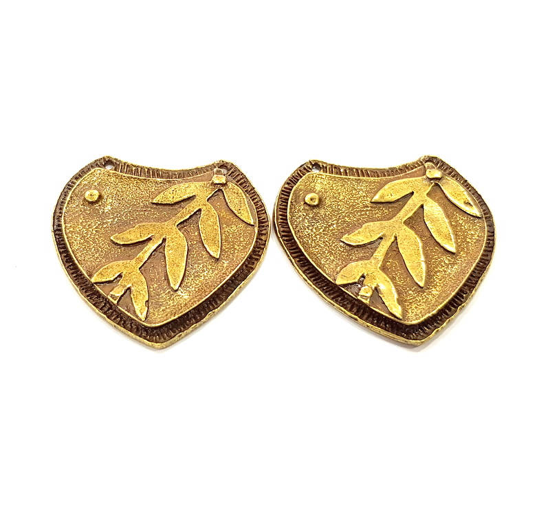 2 Antique Bronze Charm Antique Bronze Plated Charms (39x37mm) G10064