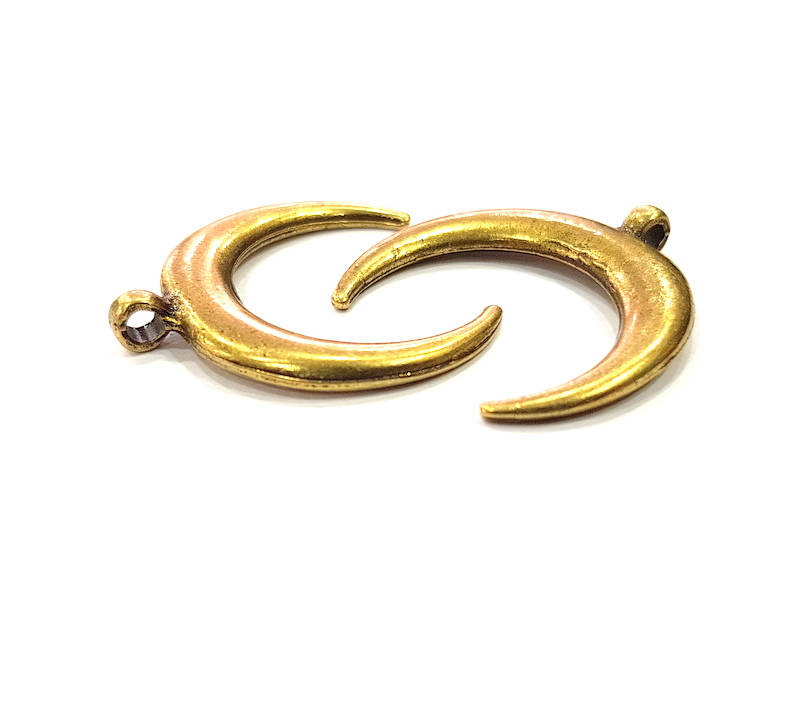 2 Crescent Charm Antique Bronze Charm Antique Bronze Plated Charms (28mm) G10067