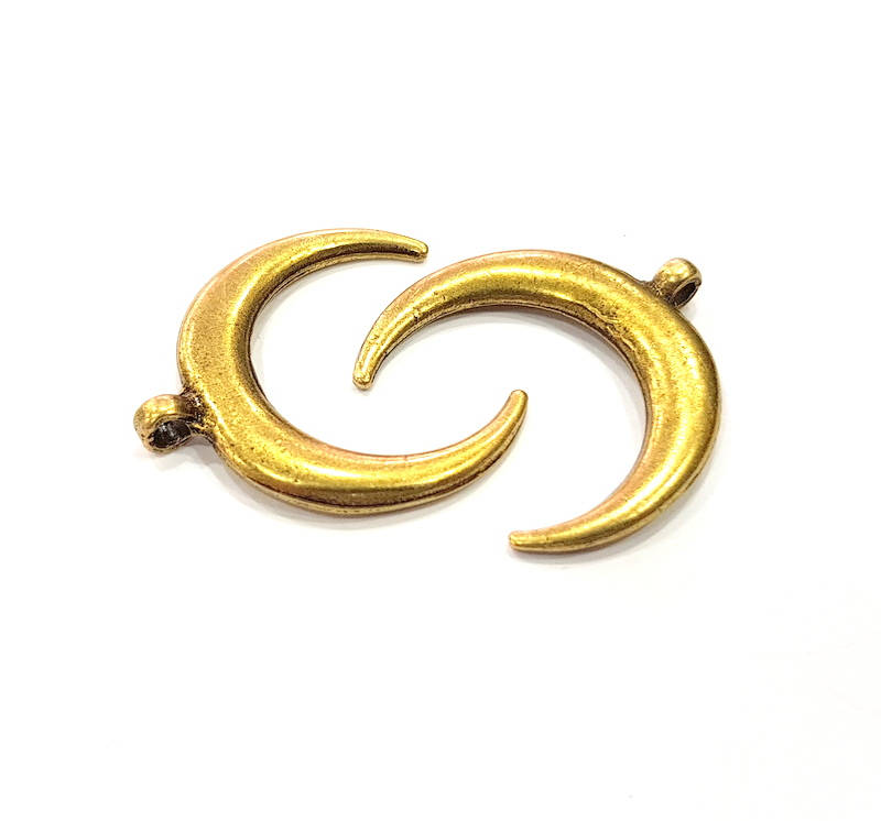 2 Crescent Charm Antique Bronze Charm Antique Bronze Plated Charms (28mm) G10067