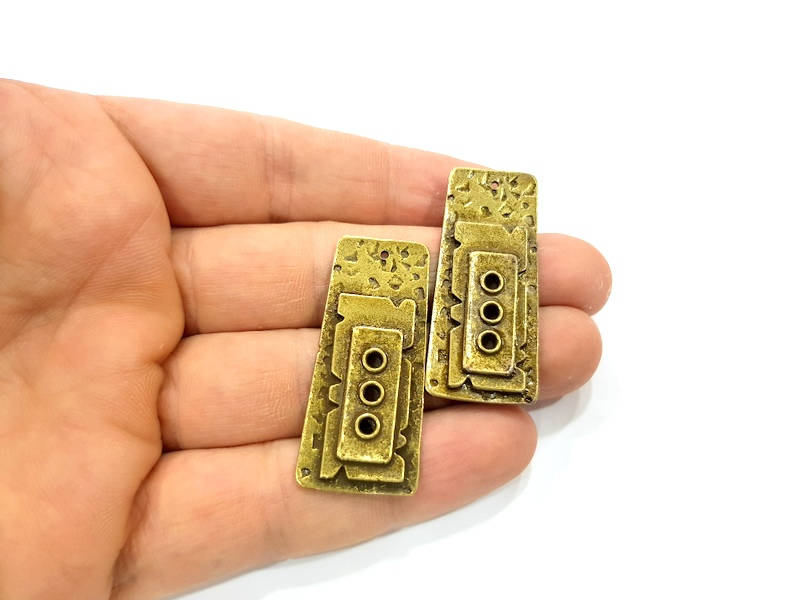 2 Antique Bronze Charm Antique Bronze Plated Charms (43x19mm) G10071