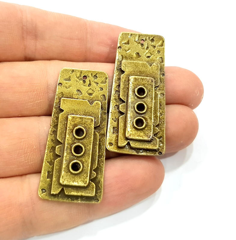 2 Antique Bronze Charm Antique Bronze Plated Charms (43x19mm) G10071