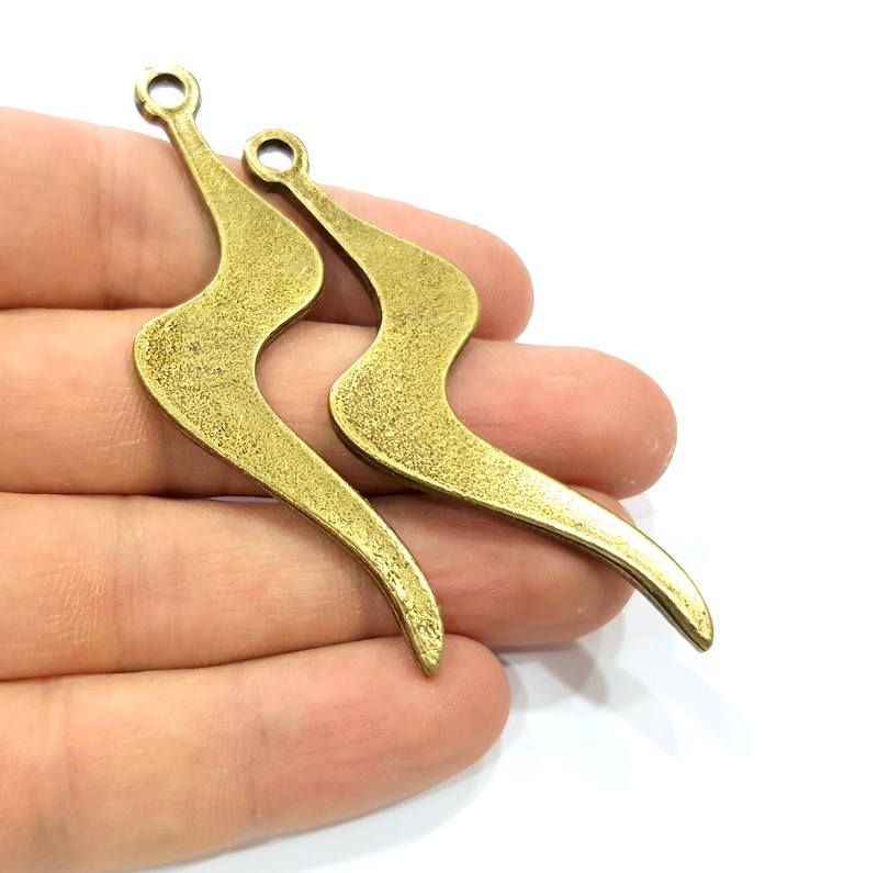 2 Antique Bronze Charm Antique Bronze Plated Charms (72x24mm) G10073