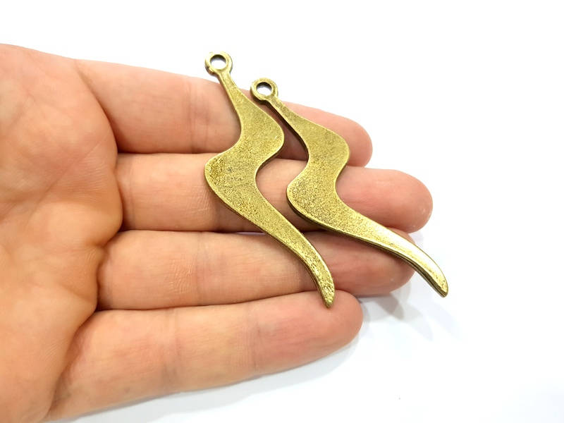 2 Antique Bronze Charm Antique Bronze Plated Charms (72x24mm) G10073