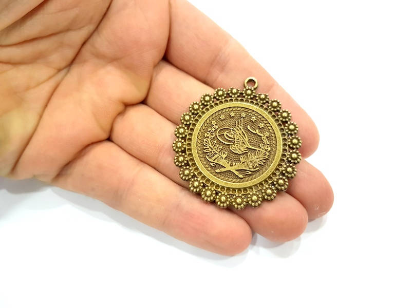 Antique Bronze Ottoman Signature Charm Antique Bronze Plated Charms (44mm) G10075