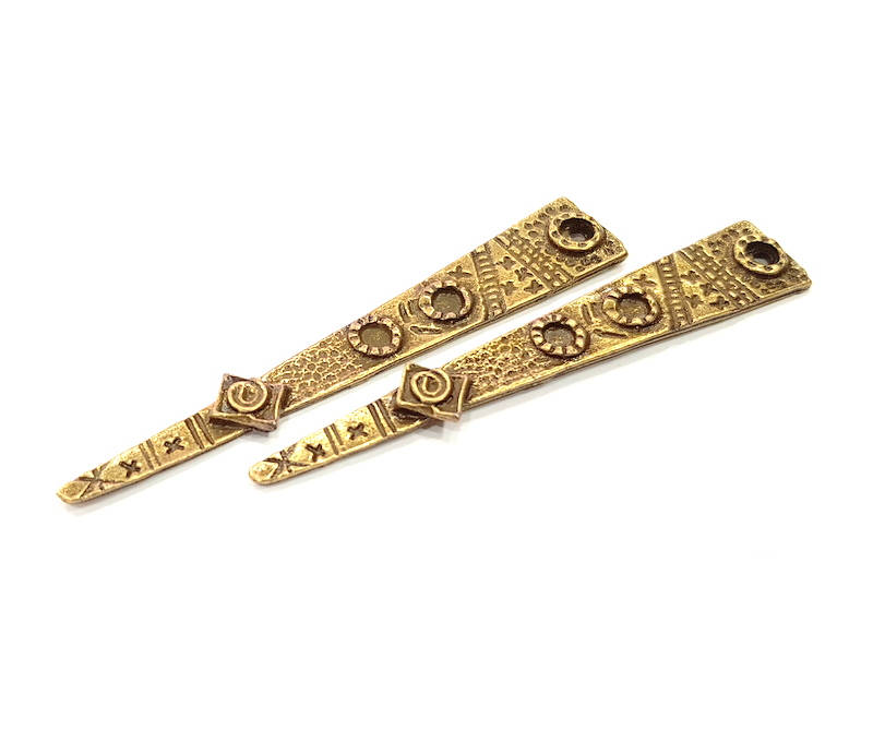 2 Antique Bronze Charm Antique Bronze Plated Charms (73x12mm) G10080