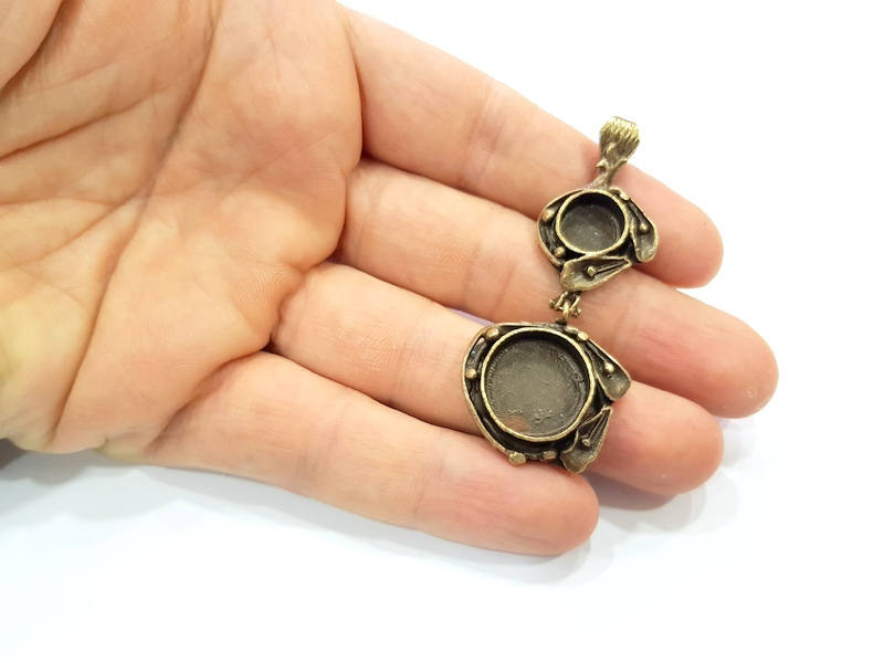 Antique Bronze Pendant Blank inlay Blank Mosaic Blank Resin Blank Bezel Base Setting Mountings Antique Bronze Plated Brass G10106