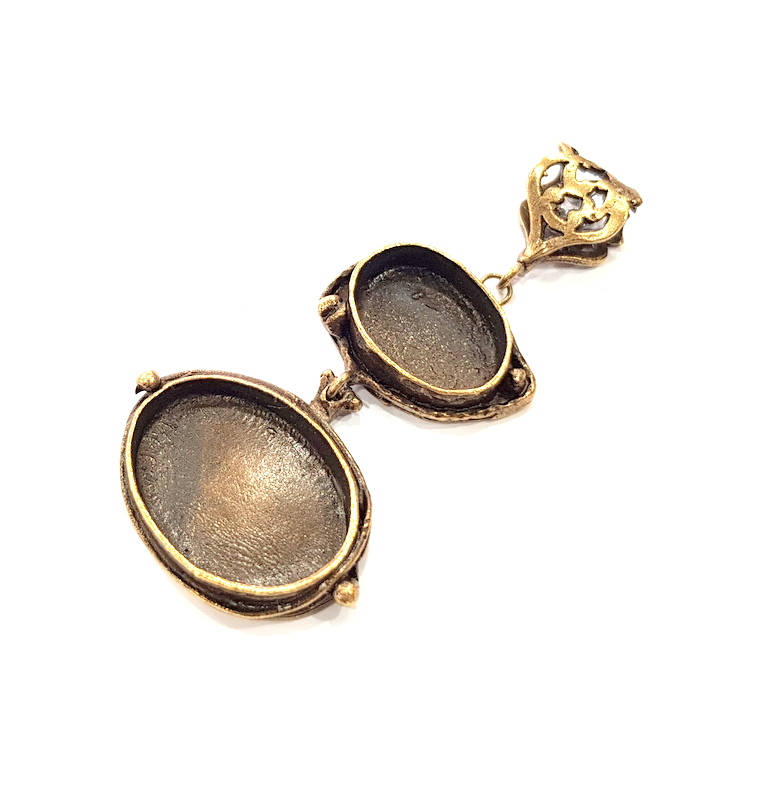 Antique Bronze Pendant Blank inlay Blank Mosaic Blank Resin Blank Bezel Base Setting Mountings Antique Bronze Plated Brass G10117